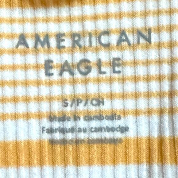 American Eagle Striped Ribbed Halter Crop Top Women’s Small Orange White NWT - Picture 4 of 7